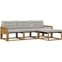 vidaXL Buiten bank set 4 st Naturel en lichtgrijs