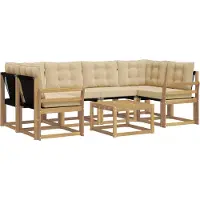 vidaXL Buiten bank set 7 st Wit en Beige