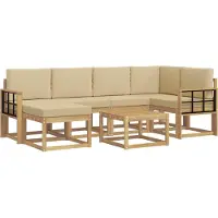 vidaXL Buiten bank set 7 pcs Wit en Beige Massief Acacia Hout