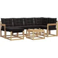 vidaXL Buiten bank set 7 st Wit en zwart