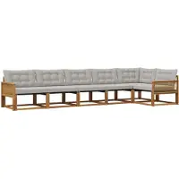 vidaXL Buiten bank set 6 st Naturel en lichtgrijs