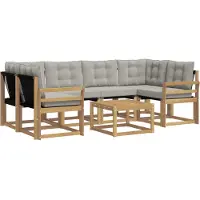 vidaXL Buiten bank set 7 st Wit en Lichtgrijs