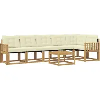 vidaXL Buiten bank set 7 st Wit en crèmekleurig