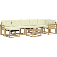 vidaXL Buiten bank set 8 st Wit en crèmekleurig