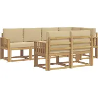 vidaXL Buiten bank set 7 st Wit en Beige Polyester
