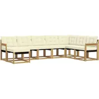 vidaXL Buiten bank set 8 st Wit en crèmekleurig