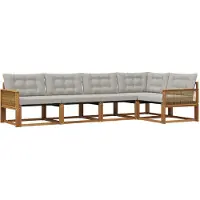 vidaXL Buiten bank set 5 st Naturel en lichtgrijs