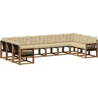 vidaXL Buiten bank set 10 st Natuurlijk en Beige