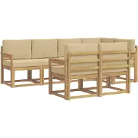 vidaXL Buiten bank set 7 st Wit en Beige Polyester
