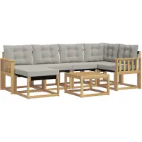 vidaXL Buiten bank set 7 st Wit en Lichtgrijs