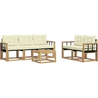 vidaXL Buiten bank set 6 st Wit en crèmekleurig
