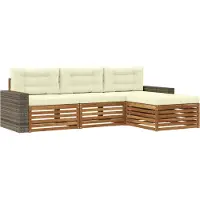 vidaXL Buiten bank set 4 st Natuurlijk en Crème Polyester