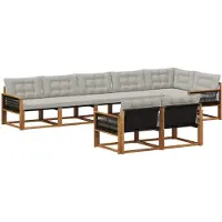 vidaXL Buiten bank set 8 st Naturel en lichtgrijs