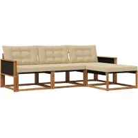 vidaXL Buiten bank set 4 st Natuurlijk en Beige