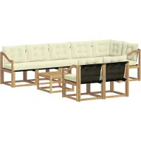 vidaXL Buiten bank set 9 st Wit en crèmekleurig