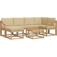 vidaXL Buiten bank set 7 st Wit en Beige Massief Acacia Hout