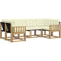 vidaXL Buiten bank set 6 st Wit en crèmekleurig
