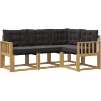 vidaXL Buiten bank set 4 st Wit en zwart