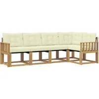 vidaXL Buiten bank set 5 st Wit en crèmekleurig