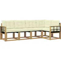 vidaXL Buiten bank set 5 st Wit en crèmekleurig