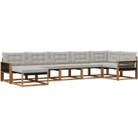 vidaXL Buiten bank set 7 st Naturel en lichtgrijs Massief Acacia Hout