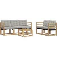 vidaXL Buiten bank set 6 st Wit en Lichtgrijs