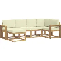 vidaXL Buiten bank set 6 st Wit en crèmekleurig Polyester