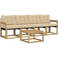 vidaXL Buiten bank set 5 st Wit en Beige