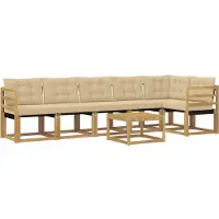 vidaXL Buiten bank set 7 st Wit en Beige