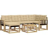 vidaXL Buiten bank set 7 st Wit en Beige
