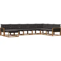vidaXL Buiten bank set 8 st Naturel en Zwart Massief Acacia Hout
