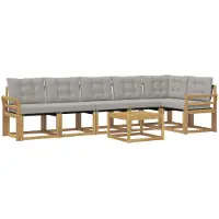 vidaXL Buiten bank set 7 st Wit en Lichtgrijs