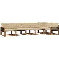 vidaXL Buiten bank set 6 st Natuurlijk en Beige