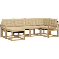 vidaXL Buiten bank set 6 st Wit en Beige