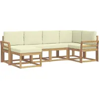 vidaXL Buiten bank set 6 st Wit en crèmekleurig Polyester