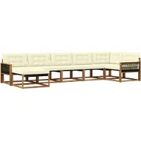 vidaXL Buiten bank set 7 st Natuurlijk en Crème Massief Acacia Hout