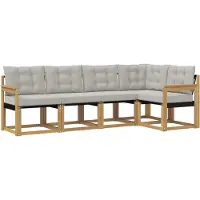 vidaXL Buiten bank set 5 st Wit en Lichtgrijs