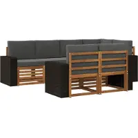 vidaXL Buiten bank set 7 st Natuurlijk en Antraciet Polyester