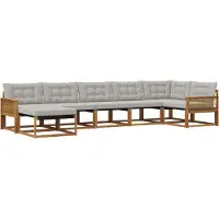 vidaXL Buiten bank set 7 st Naturel en lichtgrijs Massief Acacia Hout