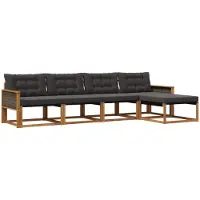 vidaXL Buiten bank set 5 st Naturel en Zwart
