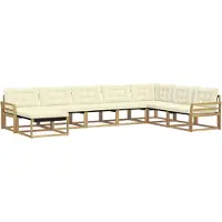 vidaXL Buiten bank set 8 st Wit en crèmekleurig Massief Acacia Hout