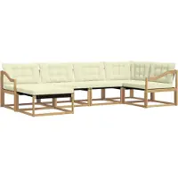 vidaXL Buiten bank set 6 st Wit en crèmekleurig Massief Acacia Hout