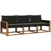 vidaXL Buiten bank set 3 st Naturel en Zwart