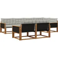 vidaXL Buiten bank set 7 st Naturel en lichtgrijs