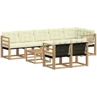 vidaXL Buiten bank set 9 st Wit en crèmekleurig