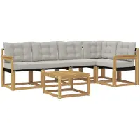 vidaXL Buiten bank set 6 st Wit en Lichtgrijs