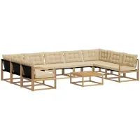 vidaXL Buiten bank set 10 st Wit en Beige
