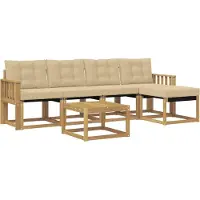 vidaXL Buiten bank set 6 st Wit en Beige