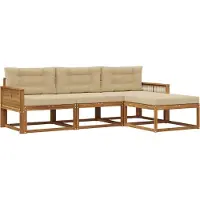 vidaXL Buiten bank set 4 st Natuurlijk en Beige