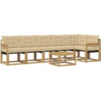 vidaXL Buiten bank set 7 st Wit en Beige
